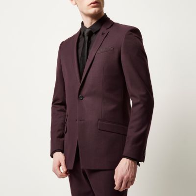 Dark red skinny suit jacket